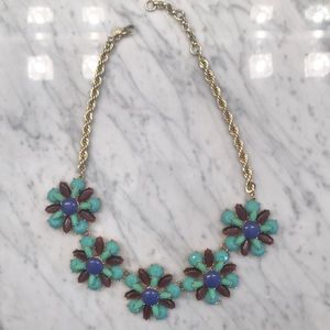 BR turquoise & violet flower statement necklace